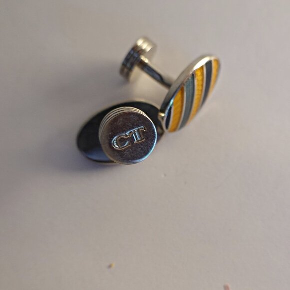 Charles Tyrwhitt Oval enamel cuff links EUC - Picture 2 of 2